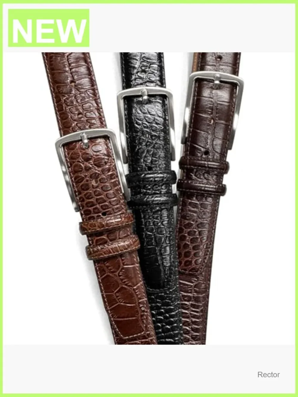 Genuine Leather Alligator Embossed Dress Belt 1-3/8